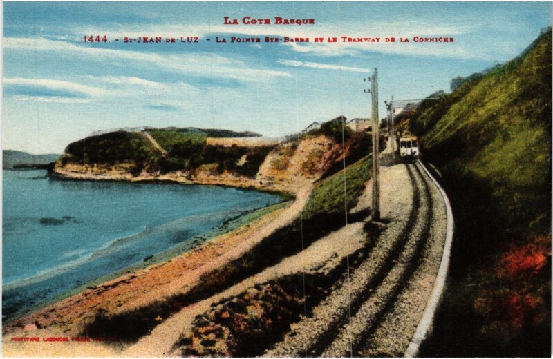 Carte postale ancienne Pays Basque Saint-Jean-de-Luz Tramway de la Corniche à Saint-Jean-de-Luz
