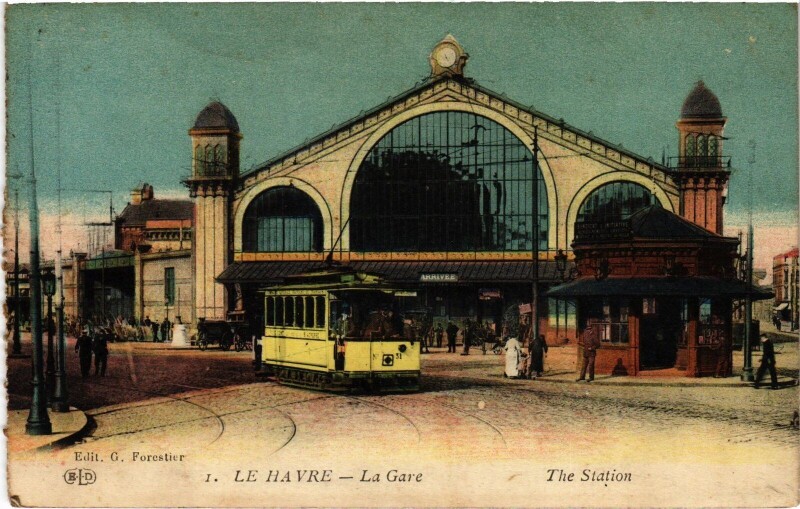 Carte postale ancienne Le Havre La Gare Railway au Havre