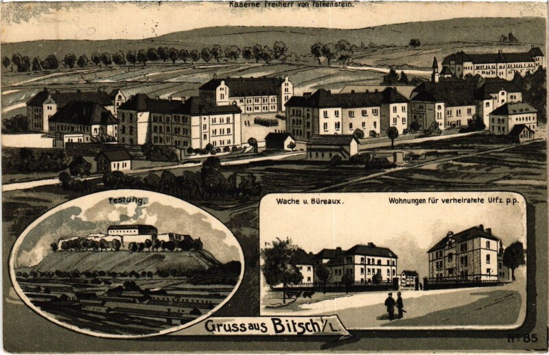 Carte postale ancienne Gruss aus Bitche Bitsch Litho à Bitche