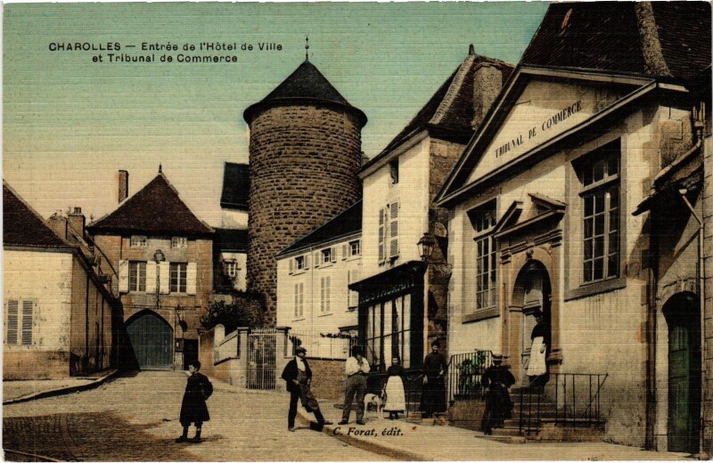 Carte postale ancienne Charolles Hotel de Ville Tribunal de Commerce à Charolles