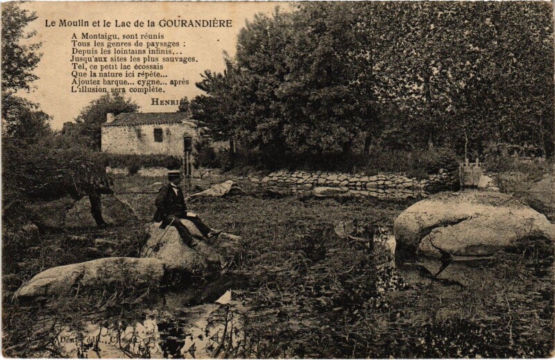 Carte postale ancienne Gourandiere Le Moulin et le Lac
