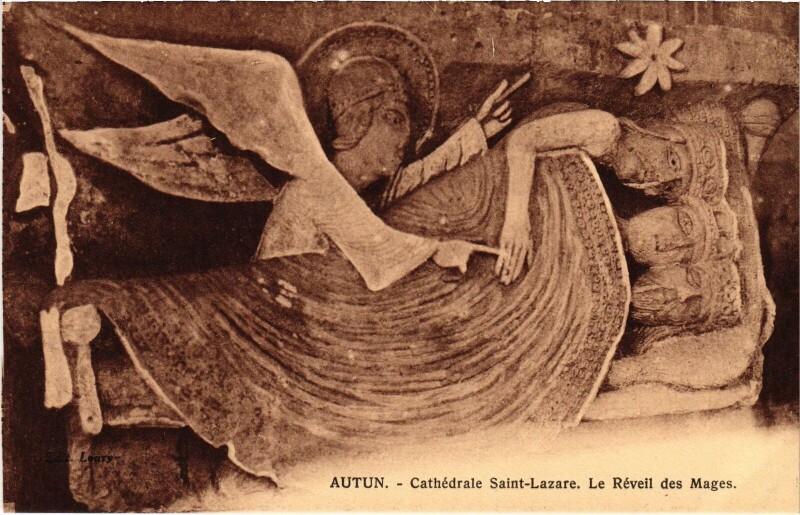 Carte postale ancienne Autun Cathedral Réveil des Mages à Autun