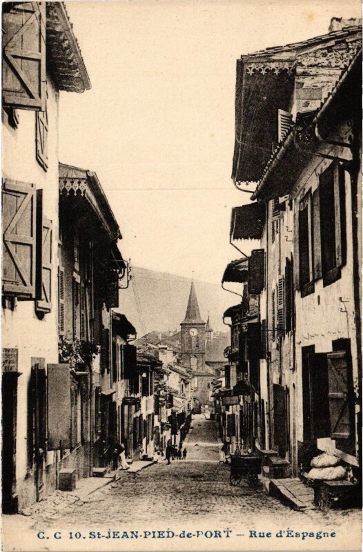 Carte postale ancienne Saint-Jean-Pied-de-Port Rue d'Espagne à Saint-Jean-Pied-de-Port