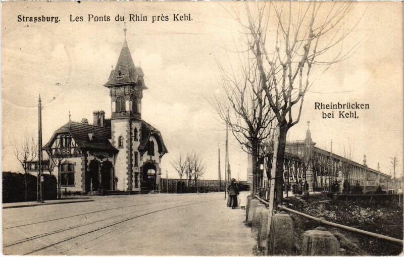 Carte postale ancienne Strasbourg Ponts du Rhin pres Kehl à Strasbourg