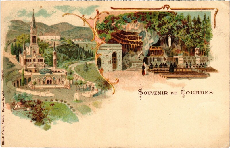 Carte postale ancienne Souvenir de Lourdes Litho à Lourdes