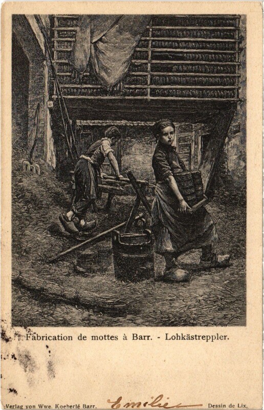 Carte postale ancienne Barr fabrication de mottes