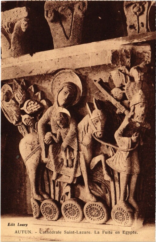 Carte postale ancienne Autun Cathedral Fuite en Egypte à Autun