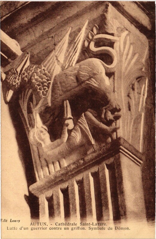 Carte postale ancienne Autun Cathedral Griffon à Autun