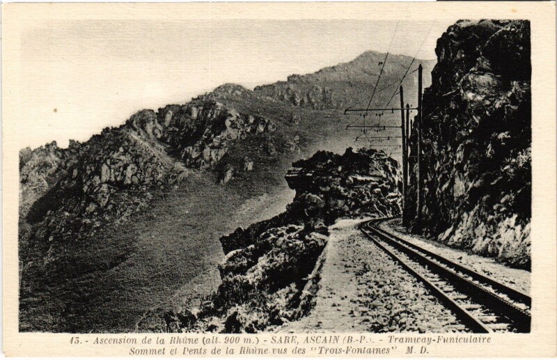 Carte postale ancienne Sare Ascain Tramway Funiculaire à Ascain