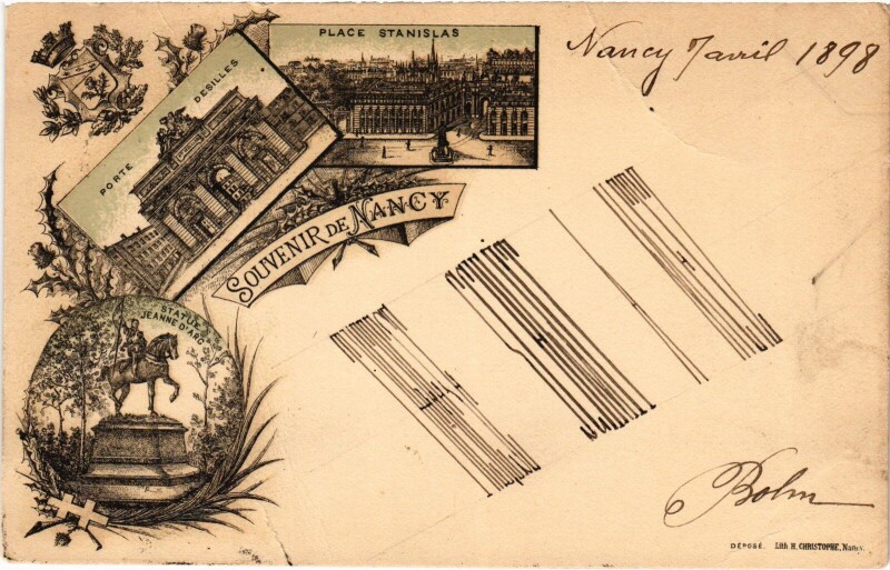 Carte postale ancienne Souvenir de Nancy Litho à Nancy
