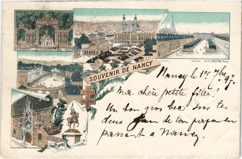 Carte postale ancienne Souvenir de Nancy Litho à Nancy