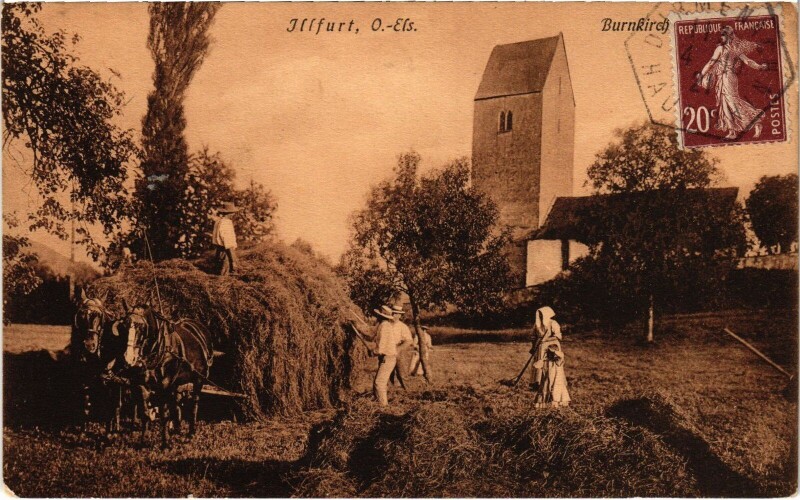 Carte postale ancienne Alsace Illfurth Burnkirche à Illfurth