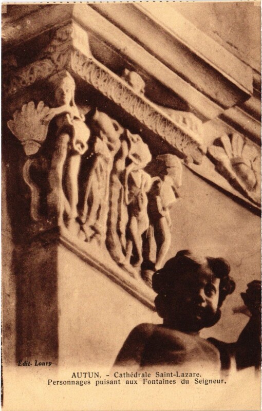 Carte postale ancienne Autun Cathedral Fontaines du Seigneur à Autun