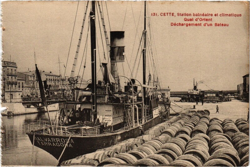 Carte postale ancienne Cette Quai d'Orient Déchargement Ships