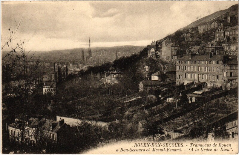 Carte postale ancienne Rouen Bon-Secours Tramway à Rouen