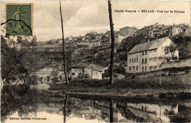 Carte postale ancienne Bellac vue sur le Vincou à Bellac