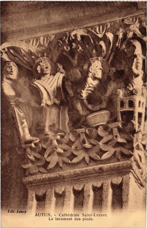 Carte postale ancienne Autun Cathedral lavement des pieds à Autun