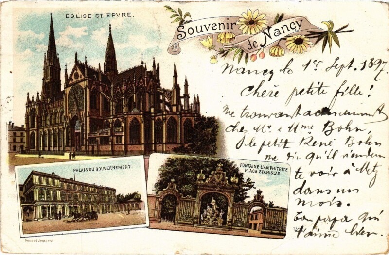 Carte postale ancienne Souvenir de Nancy Litho à Nancy