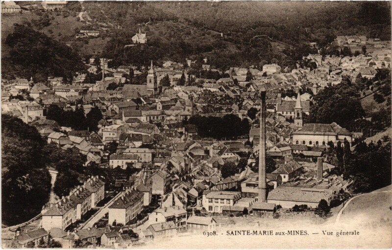 Carte postale ancienne Sainte-Marie-aux-Mines vue générale à Sainte-Marie-aux-Mines
