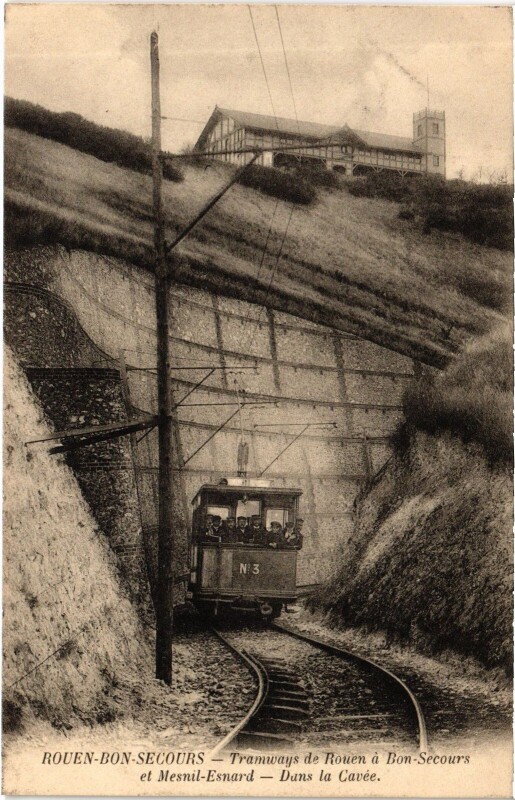 Carte postale ancienne Rouen Bon-Secours Tramway à Rouen