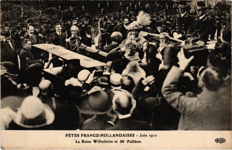 Carte postale ancienne Fetes Franco-Hollandaises 1912 Paris reine Wilhelmine Royalty