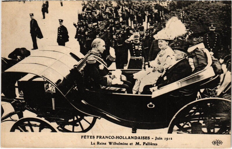 Carte postale ancienne Fetes Franco-Hollandaises 1912 Paris Reine Wilhelmine Royalty