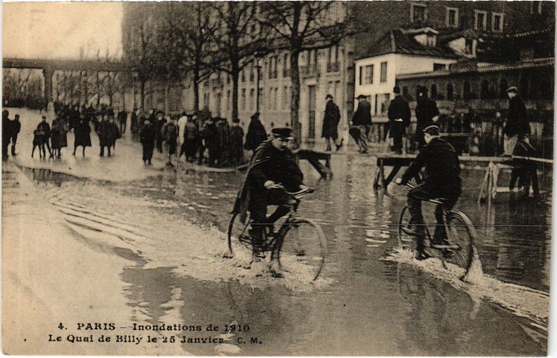 Carte postale ancienne Paris Quai de Billy inondations