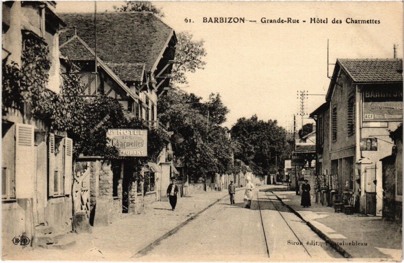 Carte postale ancienne Barbizon Grande rue hotel des Charmettes à Barbizon
