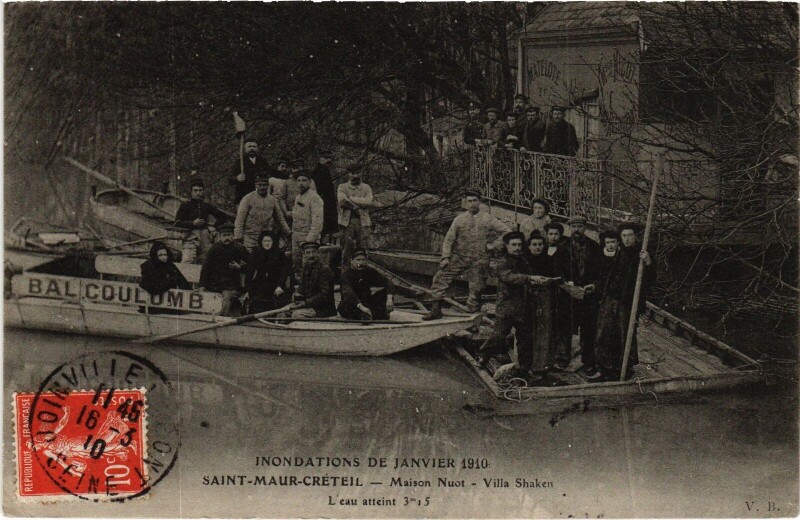 Carte postale ancienne Saint-Maur-Créteil Maison nuot villa Schaken Inondations à Créteil