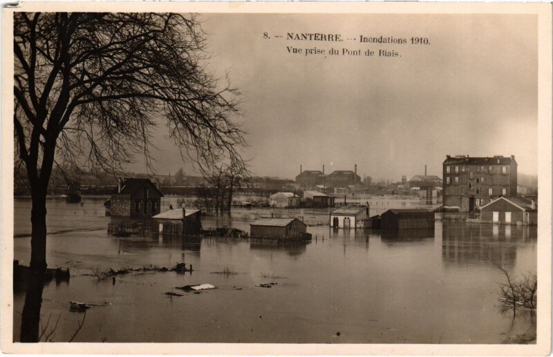 Carte postale ancienne Nanterre Pont de Blais Inondations à Nanterre