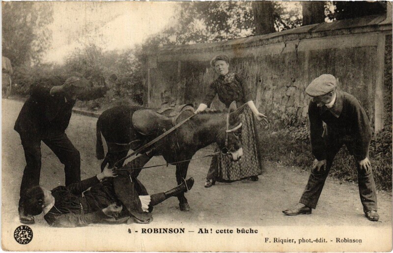 Carte postale ancienne Robinson ah cette buche