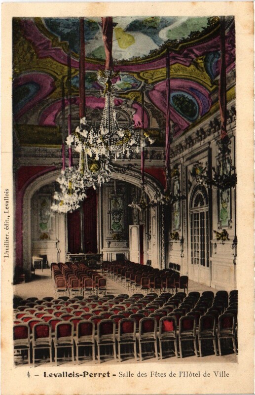 Carte postale ancienne Levallois-Perret Hotel de Ville Salle des fetes à Levallois-Perret