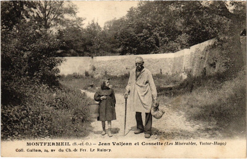 Carte postale ancienne Montfermeil Jean Valjeu et Cossette à Montfermeil