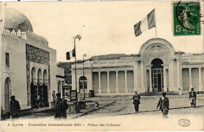 Carte postale ancienne Expo 1914 Lyon Palais de Colonies