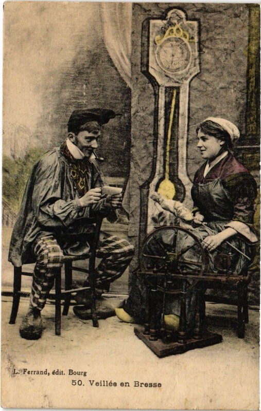 Carte postale ancienne Veillée en Bresse Folklore
