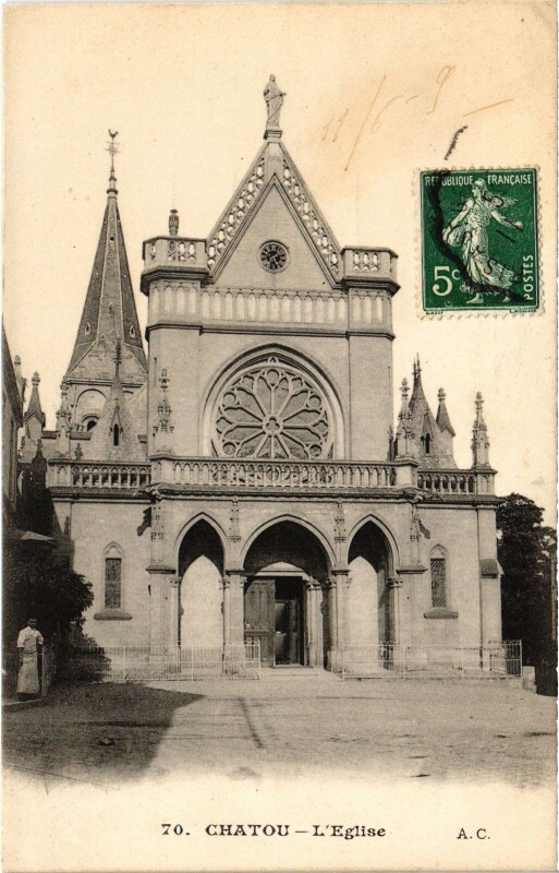 Carte postale ancienne Chatou Eglise à Chatou