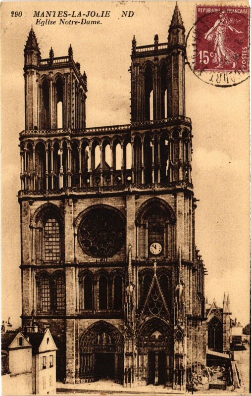 Carte postale ancienne Mantes-la-Jolie L'Eglise Notre-Dame à Mantes-la-Jolie
