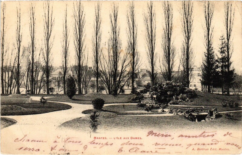 Carte postale ancienne Mantes-la-Jolie Ile aux Dames à Mantes-la-Jolie