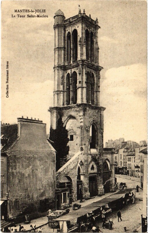 Carte postale ancienne Mantes-la-Jolie La Tour Saint-Maclou à Mantes-la-Jolie