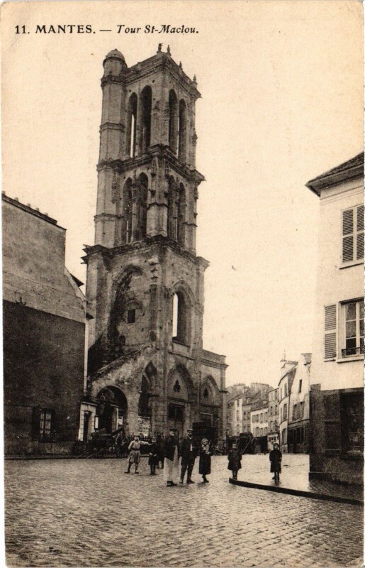Carte postale ancienne Mantes-la-Jolie Tour Saint-Maclou à Mantes-la-Jolie