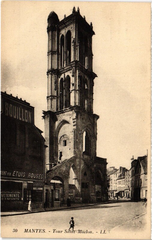 Carte postale ancienne Mantes-la-Jolie Tour Saint-Maclou à Mantes-la-Jolie