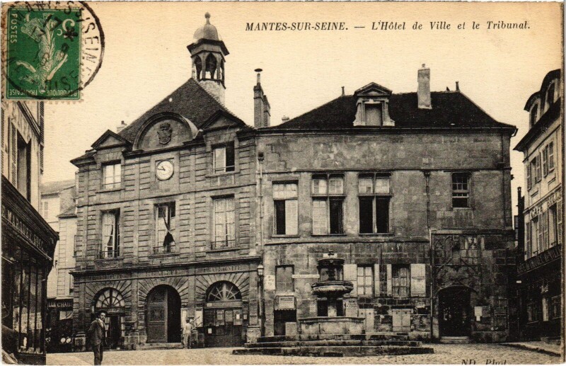 Carte postale ancienne Mantes-la-Jolie L'Hotel de Ville et le Tribunal à Mantes-la-Jolie