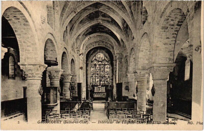 Carte postale ancienne Gassicourt Interieur de l'Eglise