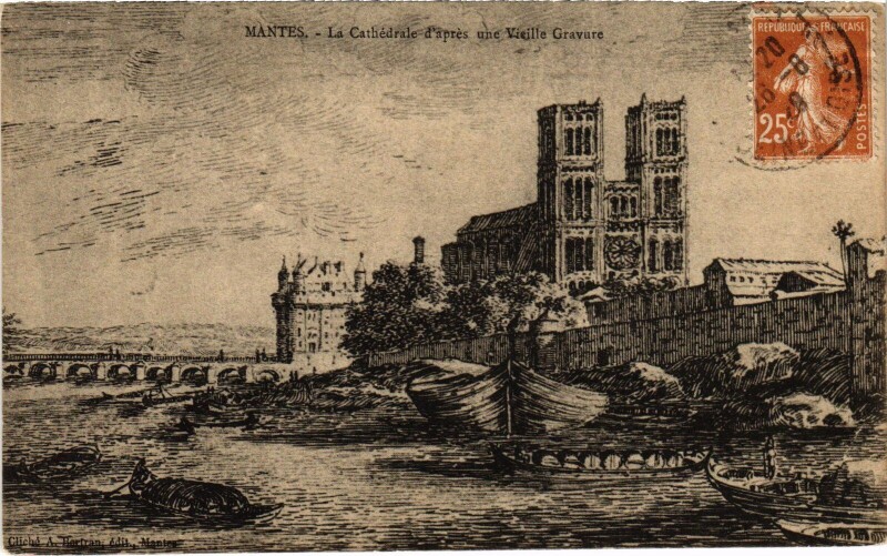 Carte postale ancienne Mantes-la-Jolie Cathedrale à Mantes-la-Jolie