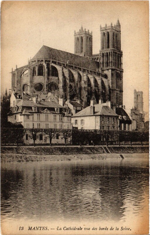 Carte postale ancienne Mantes-la-Jolie Cathedrale à Mantes-la-Jolie