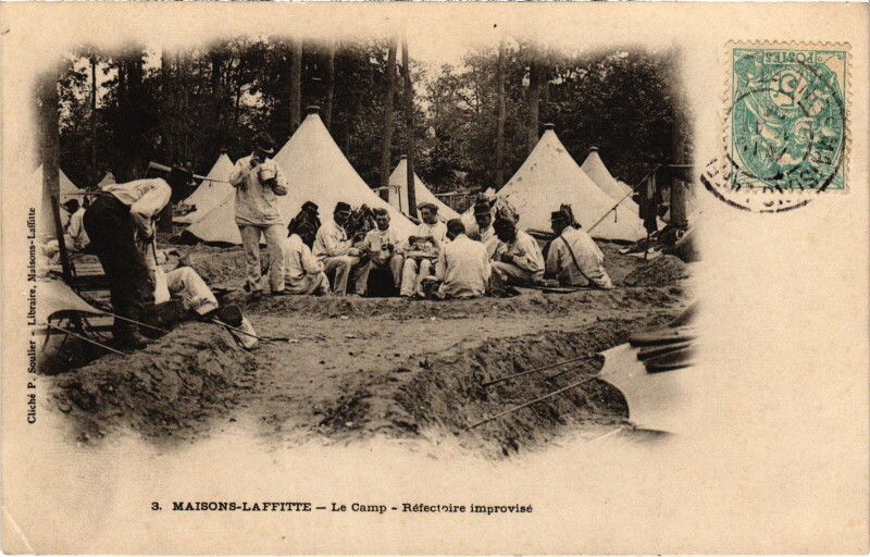 Carte postale ancienne Maisons-Laffitte Camp - Refectoire Improvise à Maisons-Laffitte