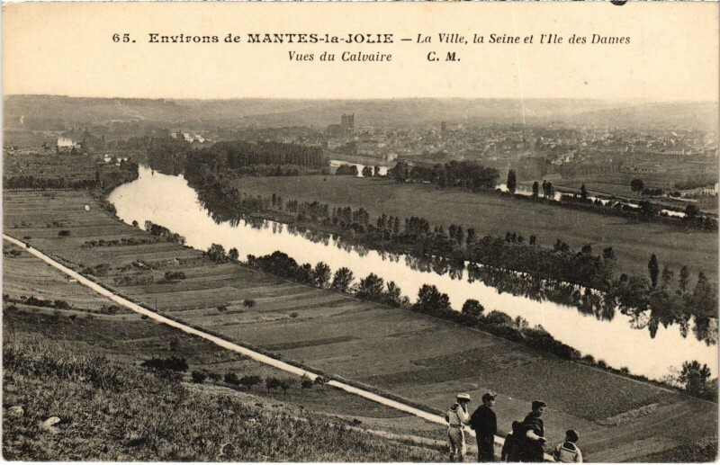 Carte postale ancienne Mantes-la-Jolie La Ville - La Seine - Ile aux Dames à Mantes-la-Jolie