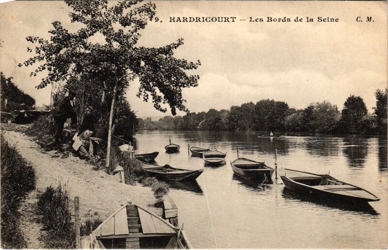 Carte postale ancienne Hardricourt Les Bords de la Seine à Hardricourt