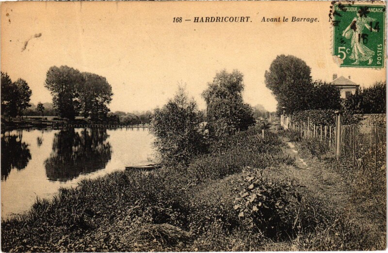 Carte postale ancienne Hardricourt Avant le Barrage à Hardricourt