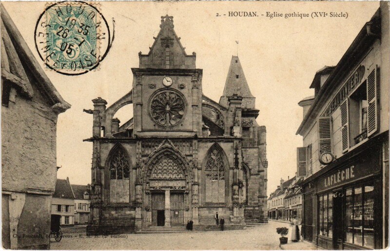 Carte postale ancienne Houdan L'Eglise Gothique à Houdan